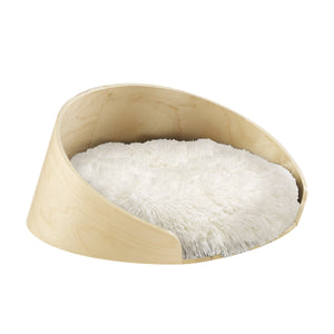Kuai Dog Bed Bent Wood Faux Fur Small Light Brown