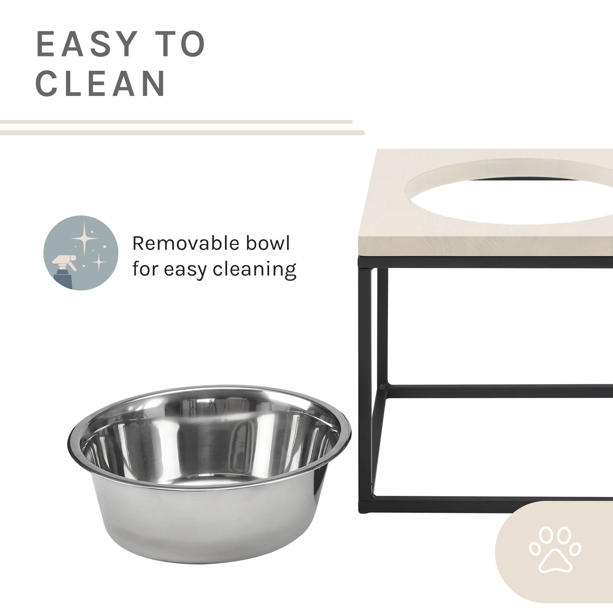 Dan Single Wood and Stainless steel Pet Bowl
