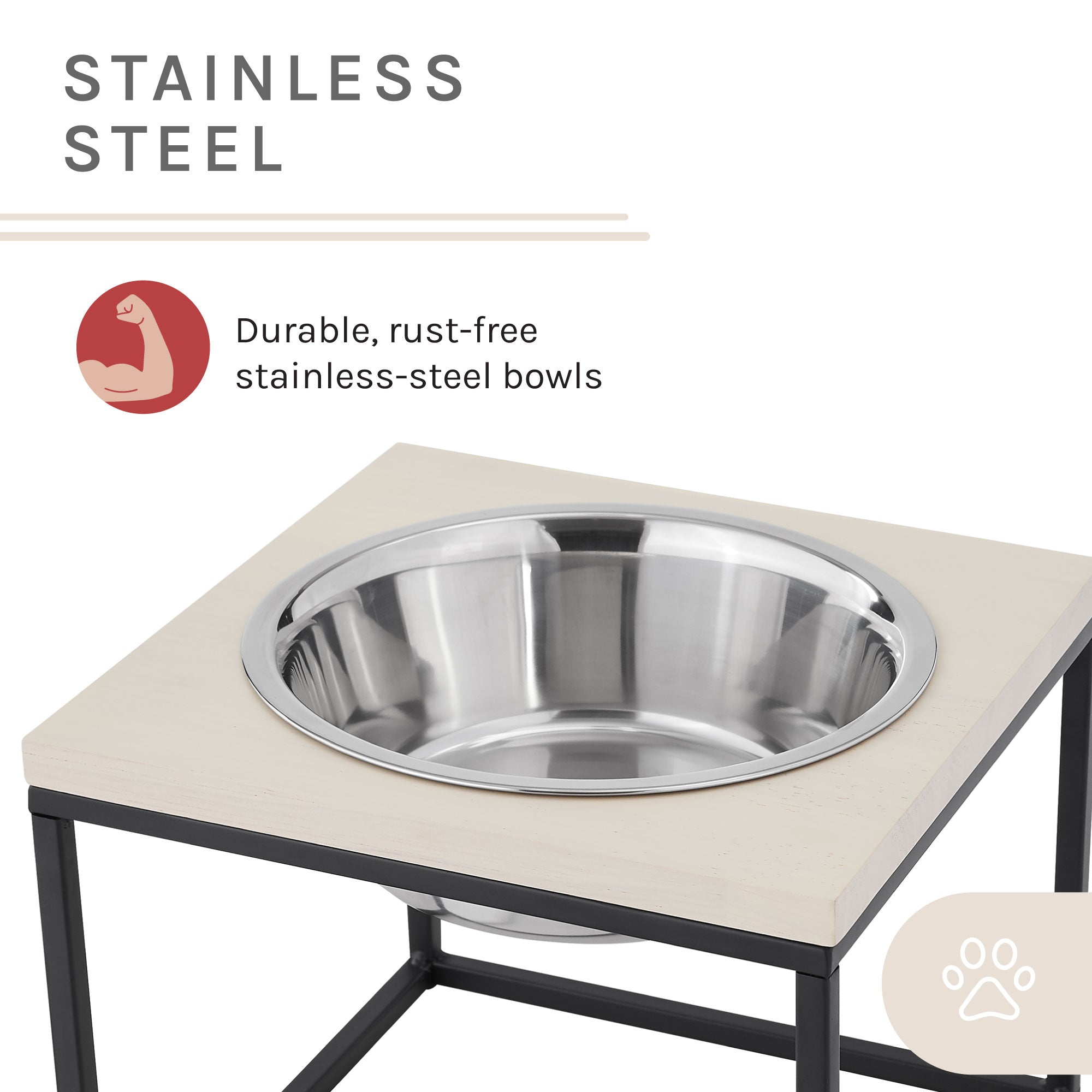 Dan Single Wood and Stainless steel Pet Bowl