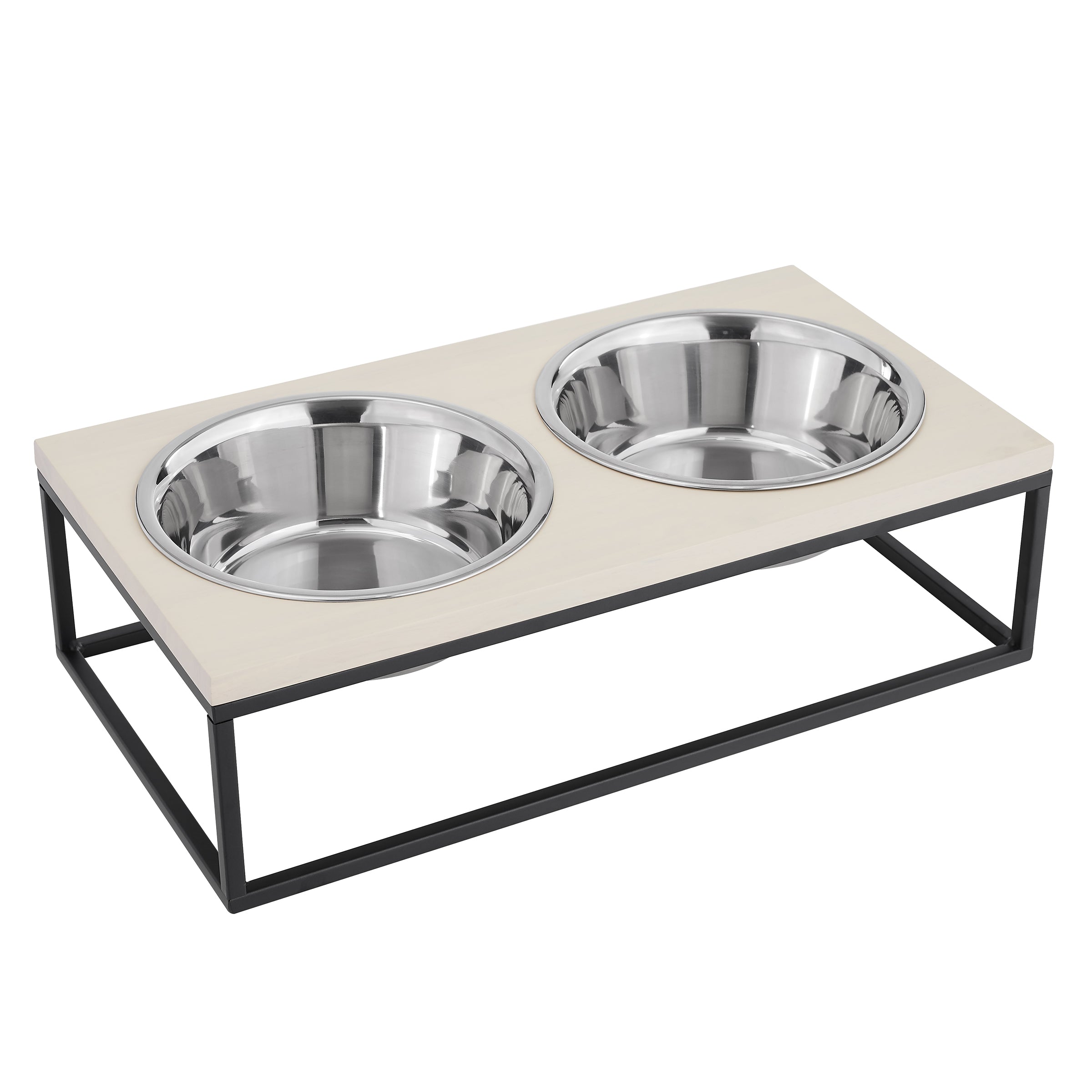 Dan Double Wood and Stainless steel Pet Bowl