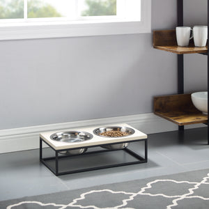 Dan Double Wood and Stainless steel Pet Bowl