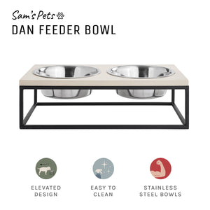 Dan Double Wood and Stainless steel Pet Bowl