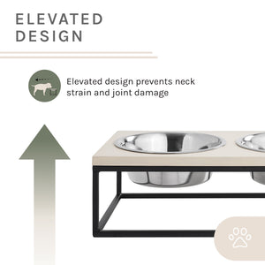 Dan Double Wood and Stainless steel Pet Bowl