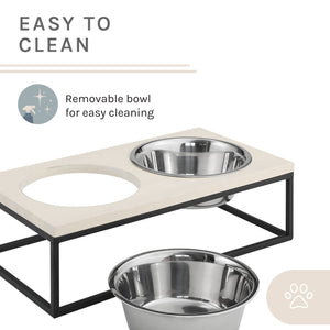Dan Double Wood and Stainless steel Pet Bowl
