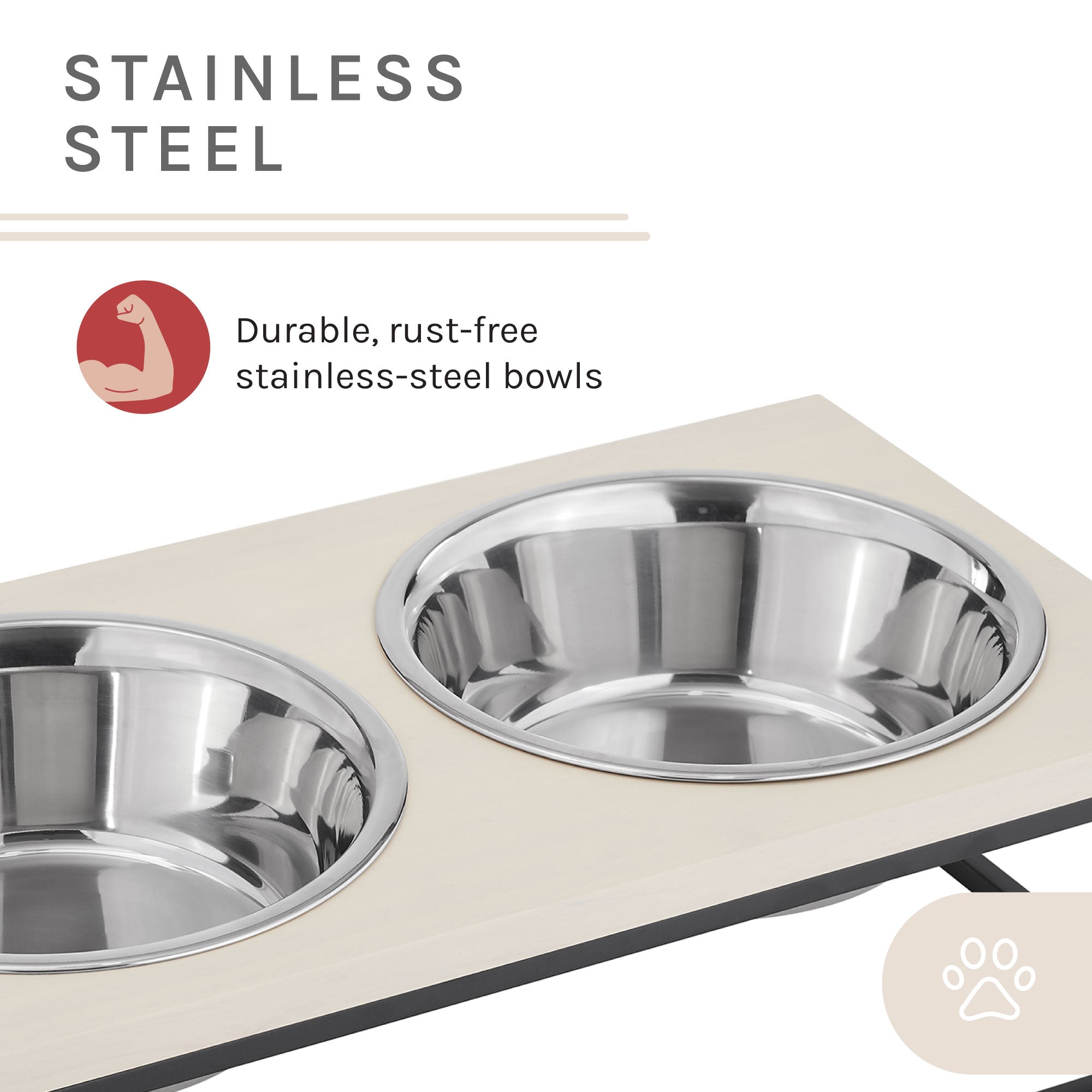 Dan Double Wood and Stainless steel Pet Bowl